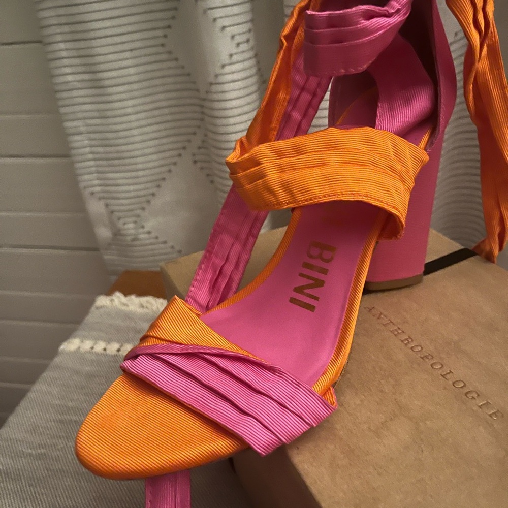 Gianni Bini Vibrant Orange and Pink Heels
